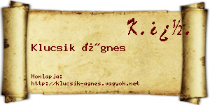 Klucsik Ágnes névjegykártya